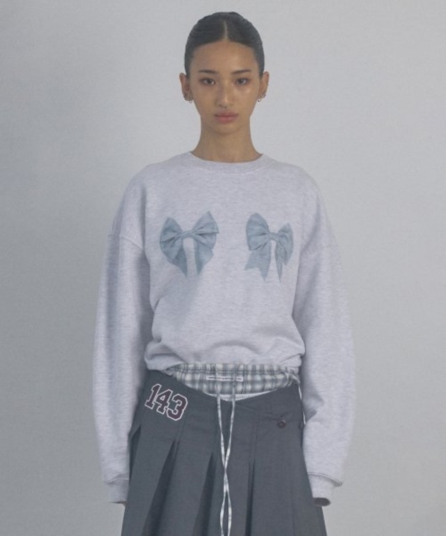 [SCULPTOR] Bow Bow Sweatshirt White Melange