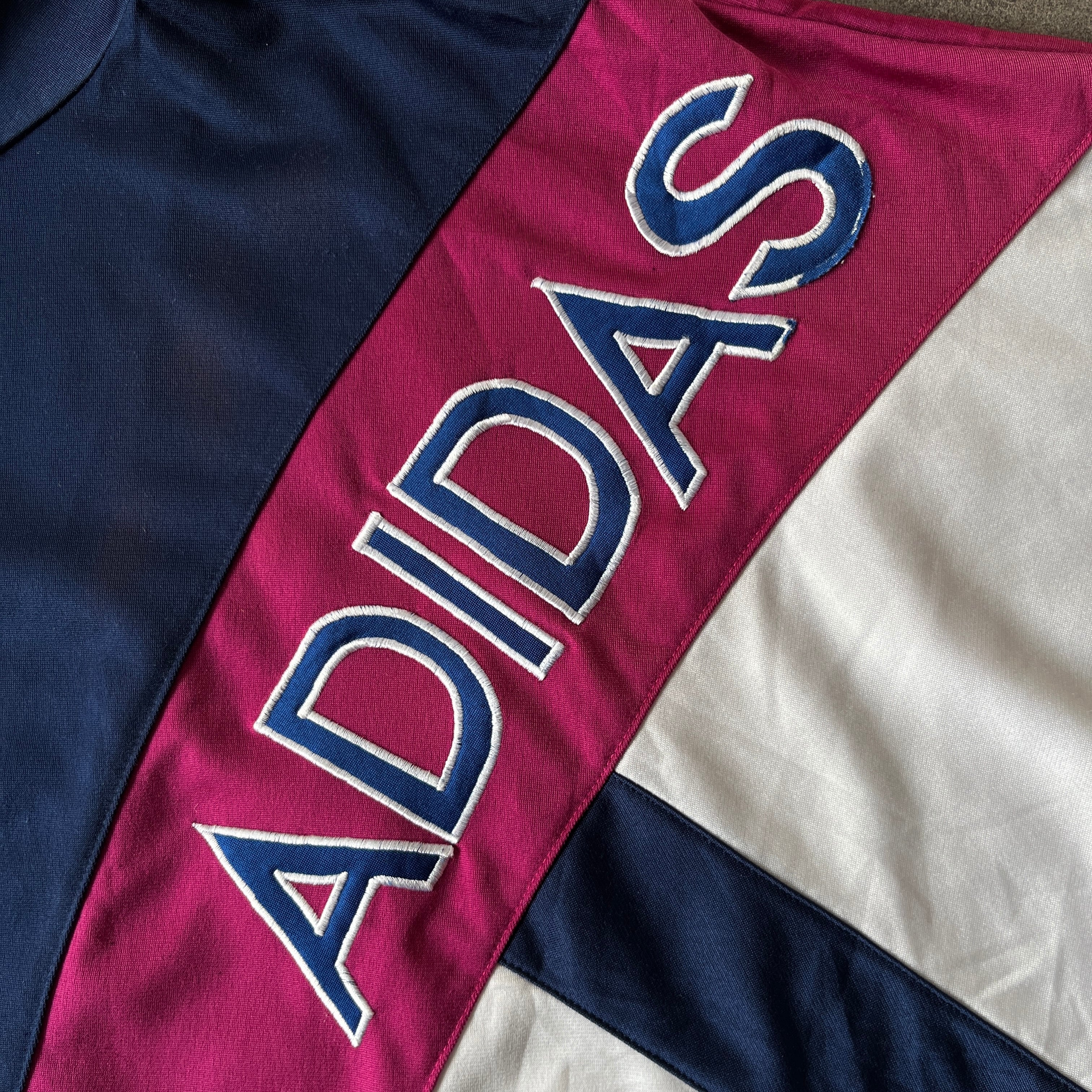 80-90s adidas トレフォイル トラックジャケット ネイビー XL相当 A127