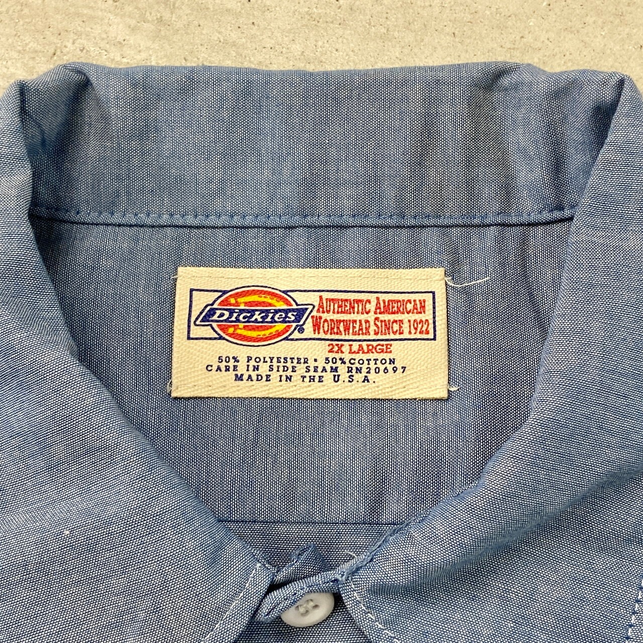90年代 USA製 Dickies ディッキーズ 半袖 シャンブレーシャツ ワーク 