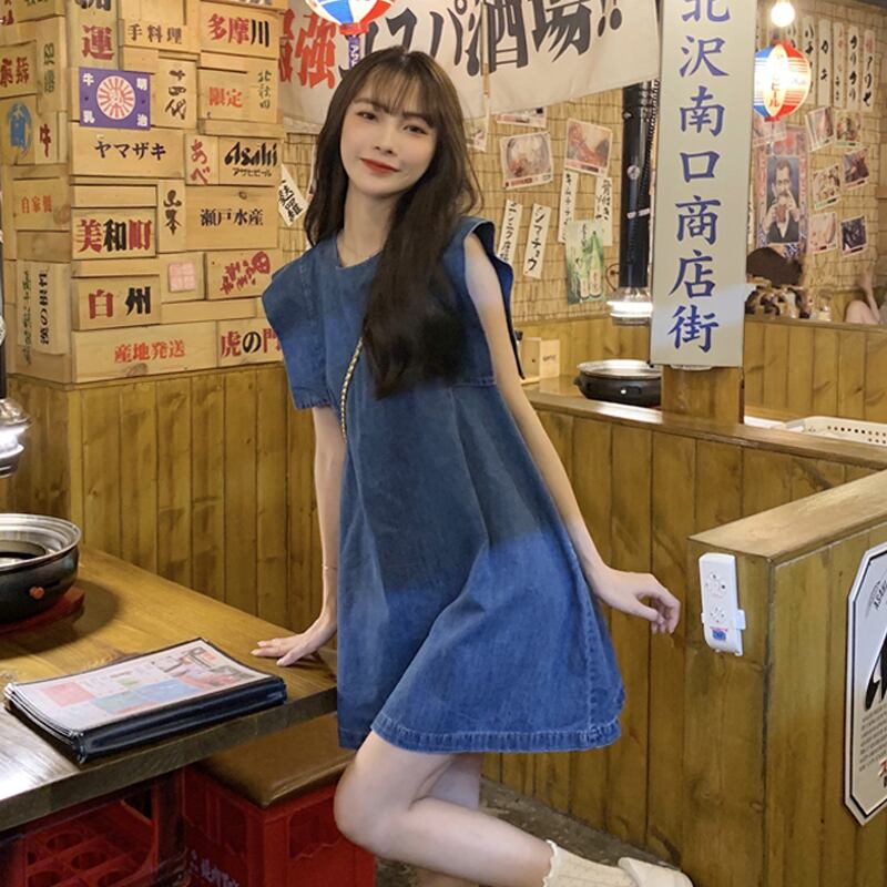 ノースリーブドレス レディースサマースタンダードルーズショートスカート レトロ 夏物 試着室14311067817