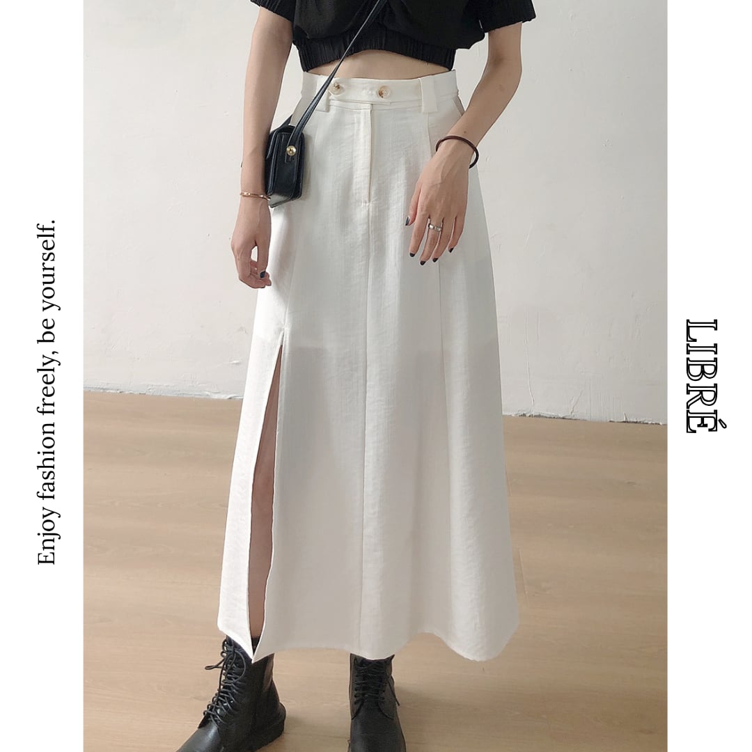 high-waist slit skirt L0579