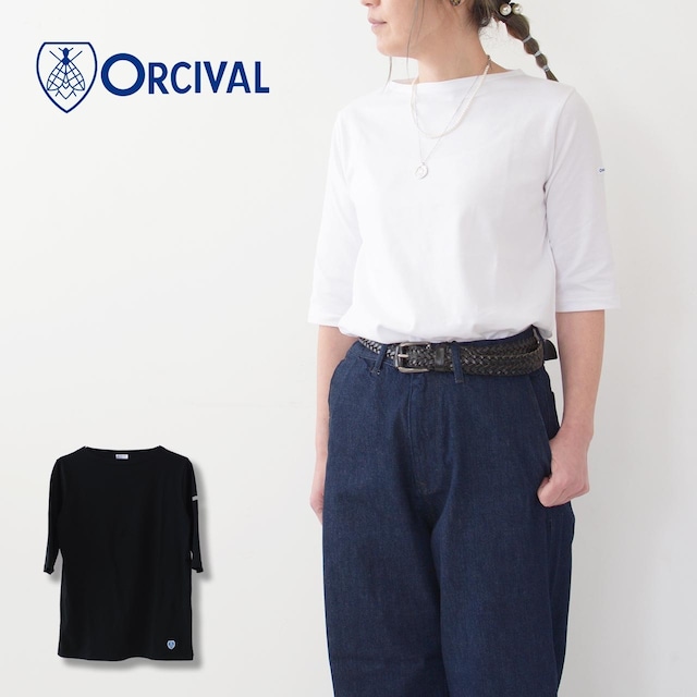 ORCIVAL [オーチバル・オーシバル] W 40/2 JERSEY HALF SLEEVE -SOLID- [OR-C0136BFJ] 40/2 ジャージー ハーフスリーブ・無地・ボートネックTシャツ・5分丈Tシャツ・セントジェームス・LADY'S [2024SS]