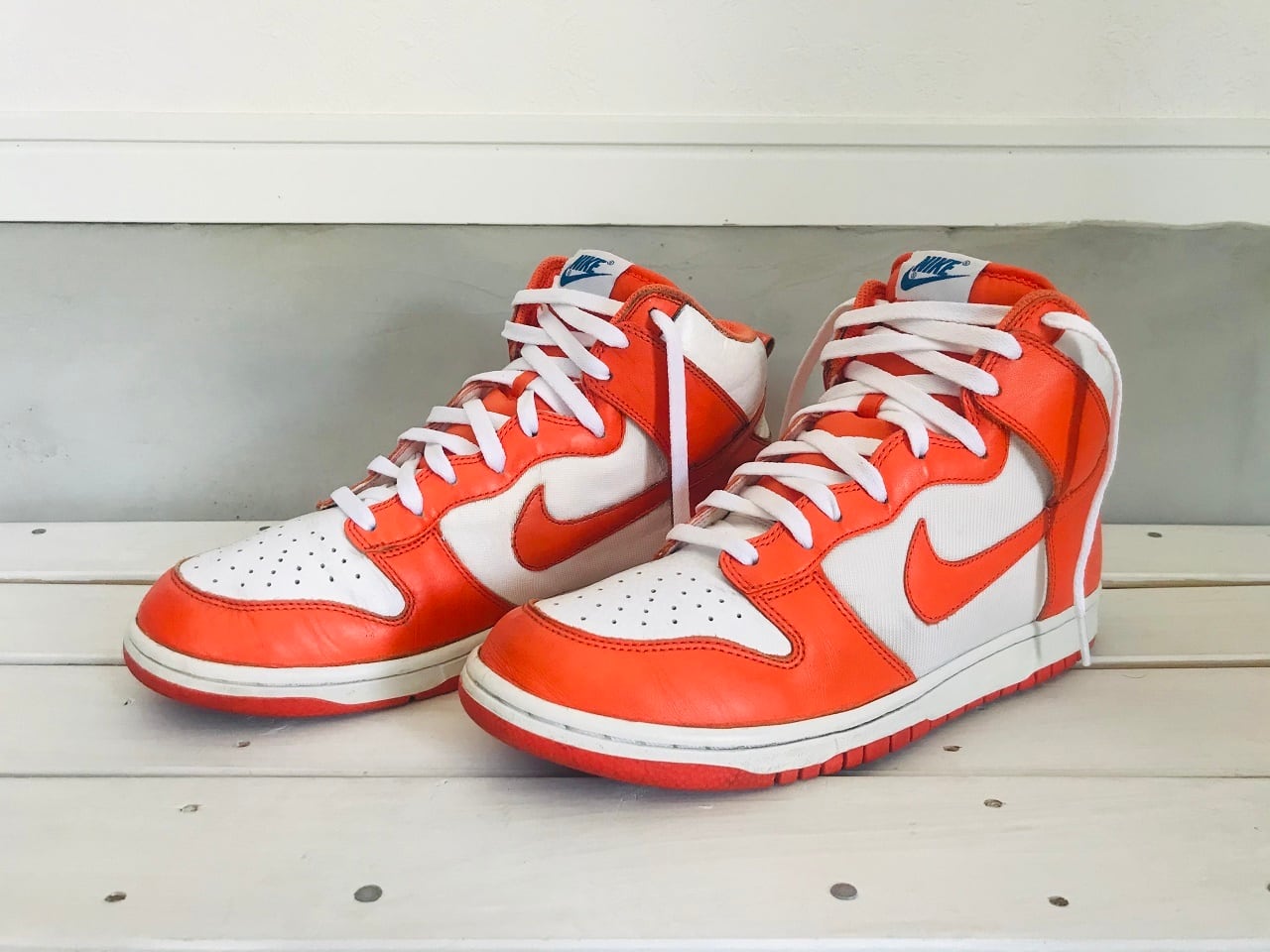 2009 NIKE DUNK HIGH White / Orange Blaze-Varsity Blue 