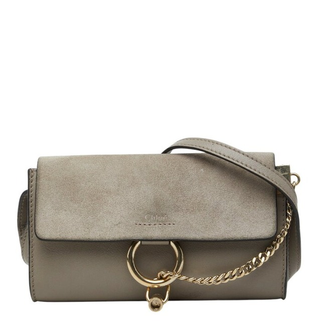 クロエ フェイ Faye ミニ 斜め掛け ショルダーバッグ グレージュ レザー スウェード レディース Chloe 【中古】