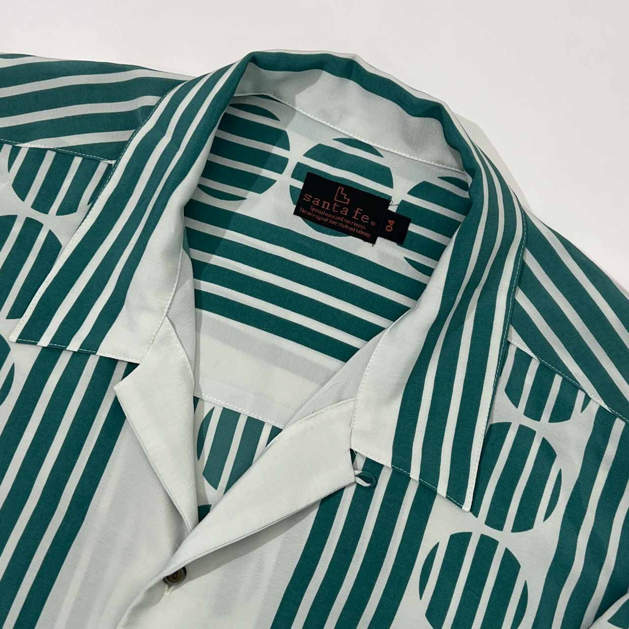 Santa Fe サンタフェ ストライプ 長袖 開襟シャツ 04/グリーン系 メンズ