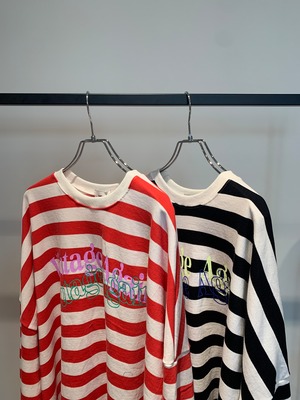 border over size long sweat T-shirt