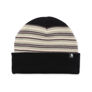PASS PORT / ORGANIC COTTON STRIPE BEANIE BLACK