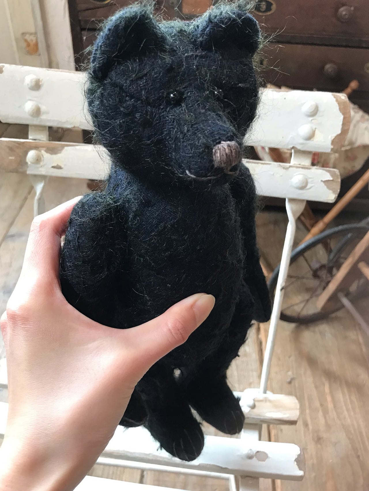 フランスアンティーク レア 黒 ラム ぬいぐるみ ブラック 羊 仔羊 