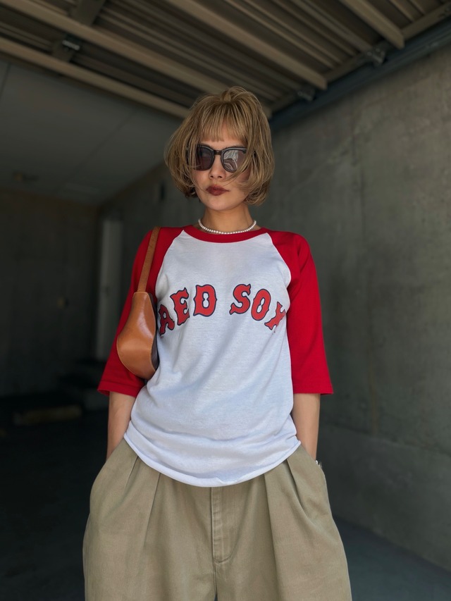 （CS2317）90‘s-00‘s RED SOX “ORTIZ“ raglan sleeve T-shirt made in Mexico