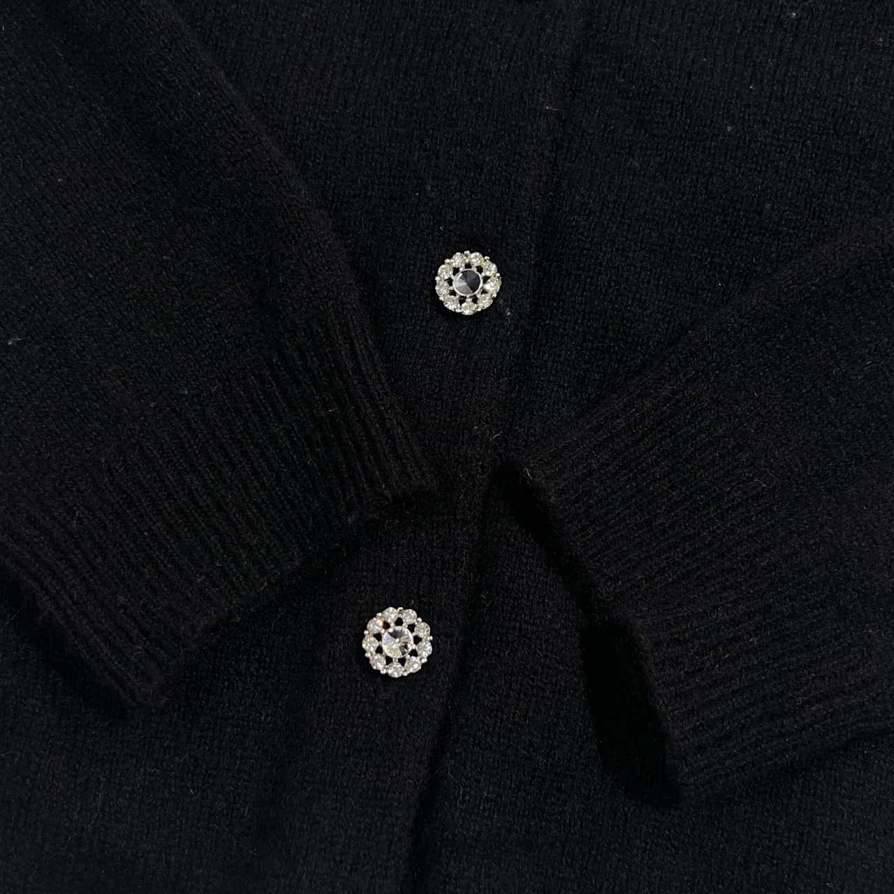 カシミヤ100% Apuweiser-riche アプワイザーリッシェ 豪華ボタン ニット カーディガン 2/ブラック レディース