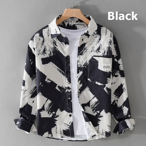 【M-3XL】Brush Pattern Long Sleeve Shirt / ブラッシュ パターン 長袖 シャツ