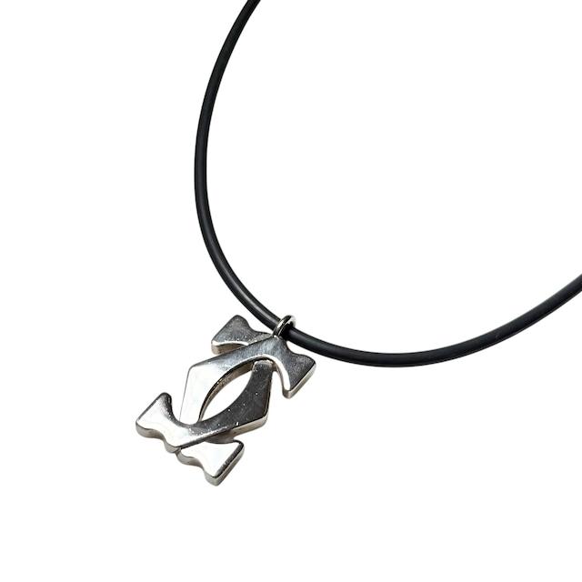 CARTIER logo pendant rubber necklace