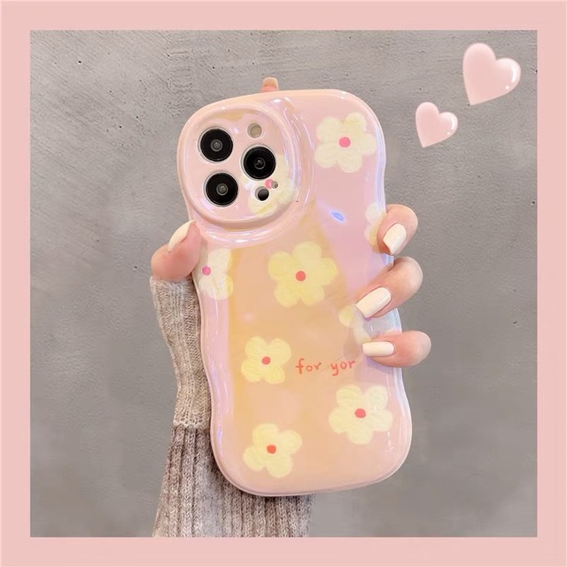 iPhoneケース iPhone14 iPhone13 ウェーブ オーロラ 花柄 かわいい スマホケース おしゃれ 韓国 2484