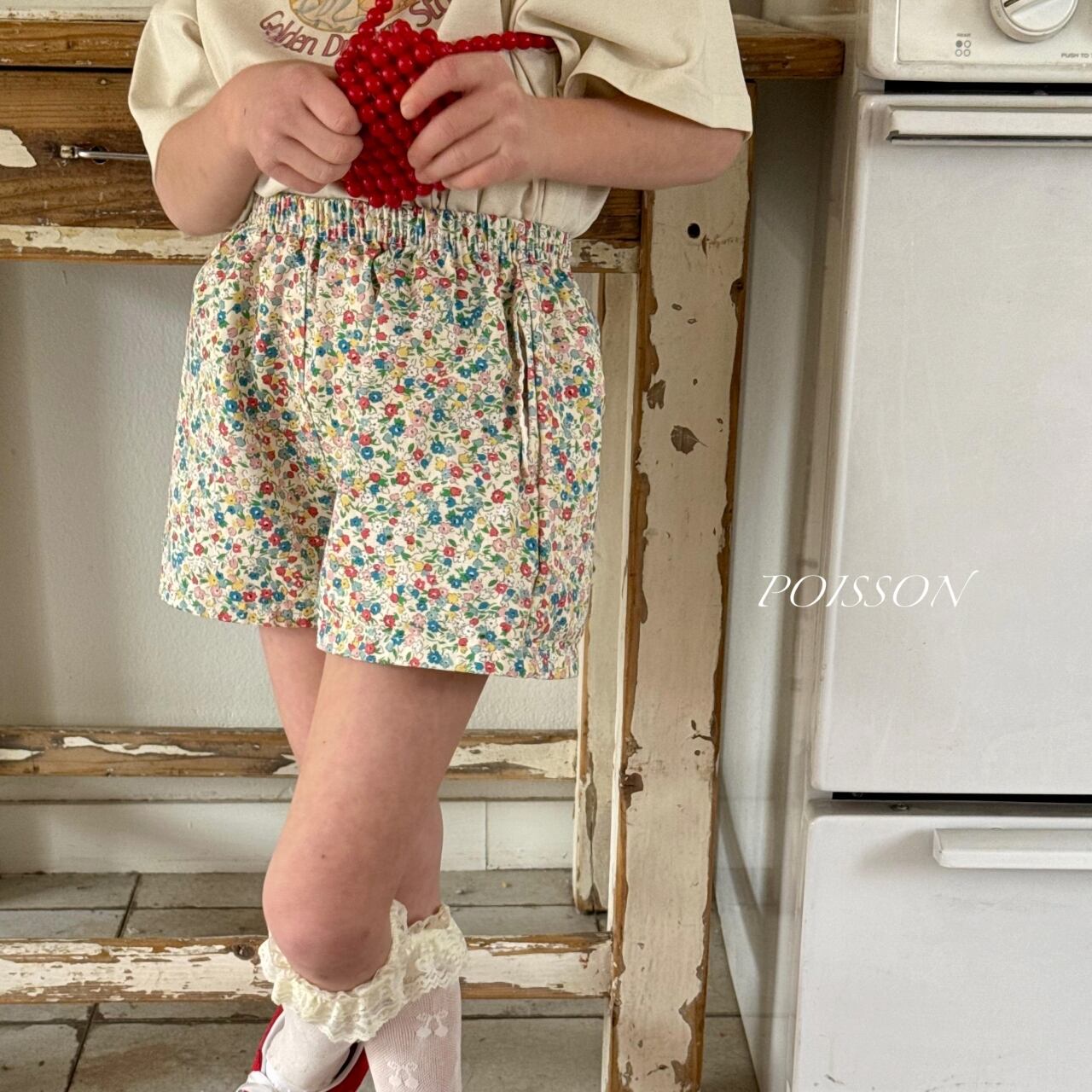 «sold out»«ジュニアサイズあり»«poisson» フラワーショートパンツ