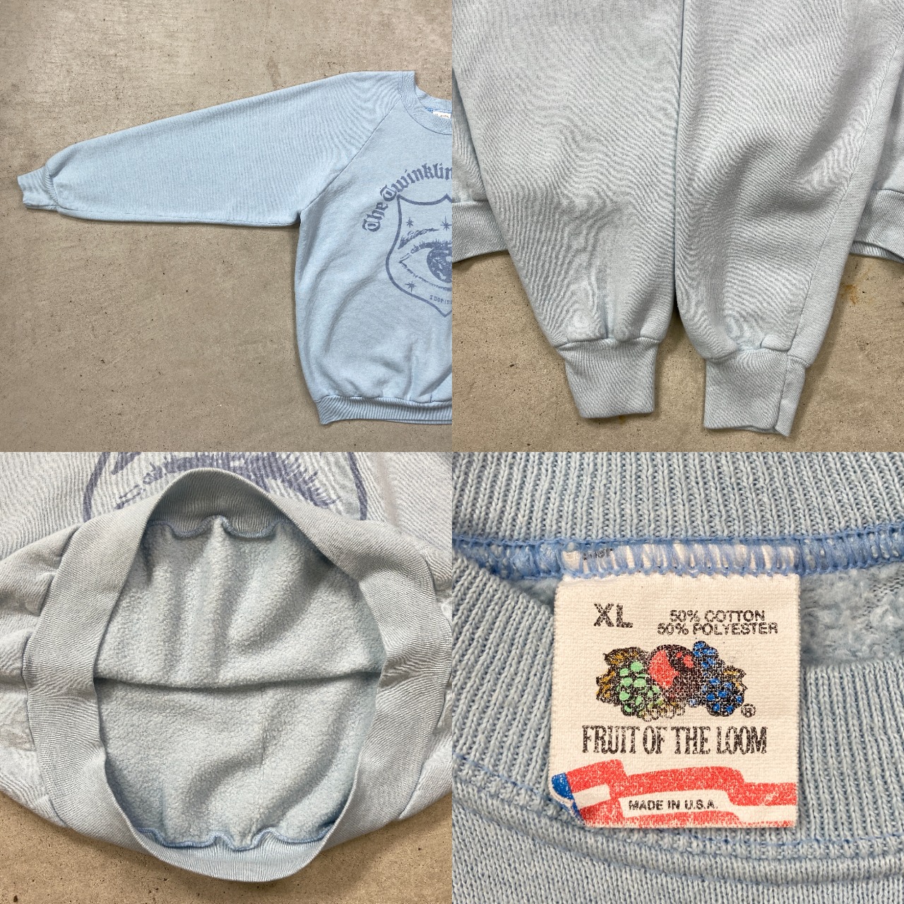 90年代 THE TWINKLING OF AN EYE ラグランスウェットシャツ 聖句 目 