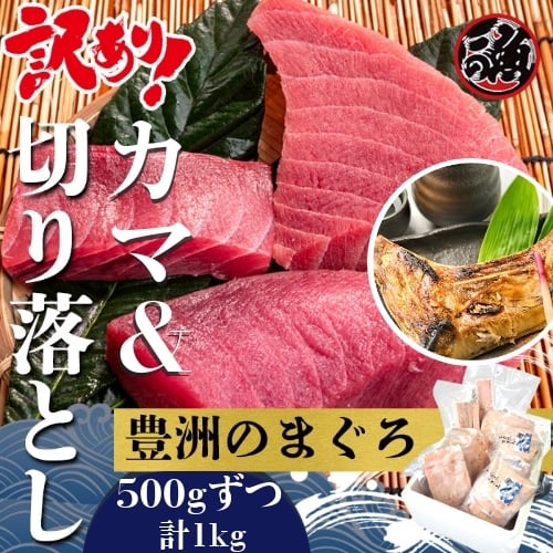 豊洲まぐろ一代　BASE店　メバチ　５００ｇずつ（計１ｋｇ）まぐろ　カマ＆切り落とし用セット　訳あり