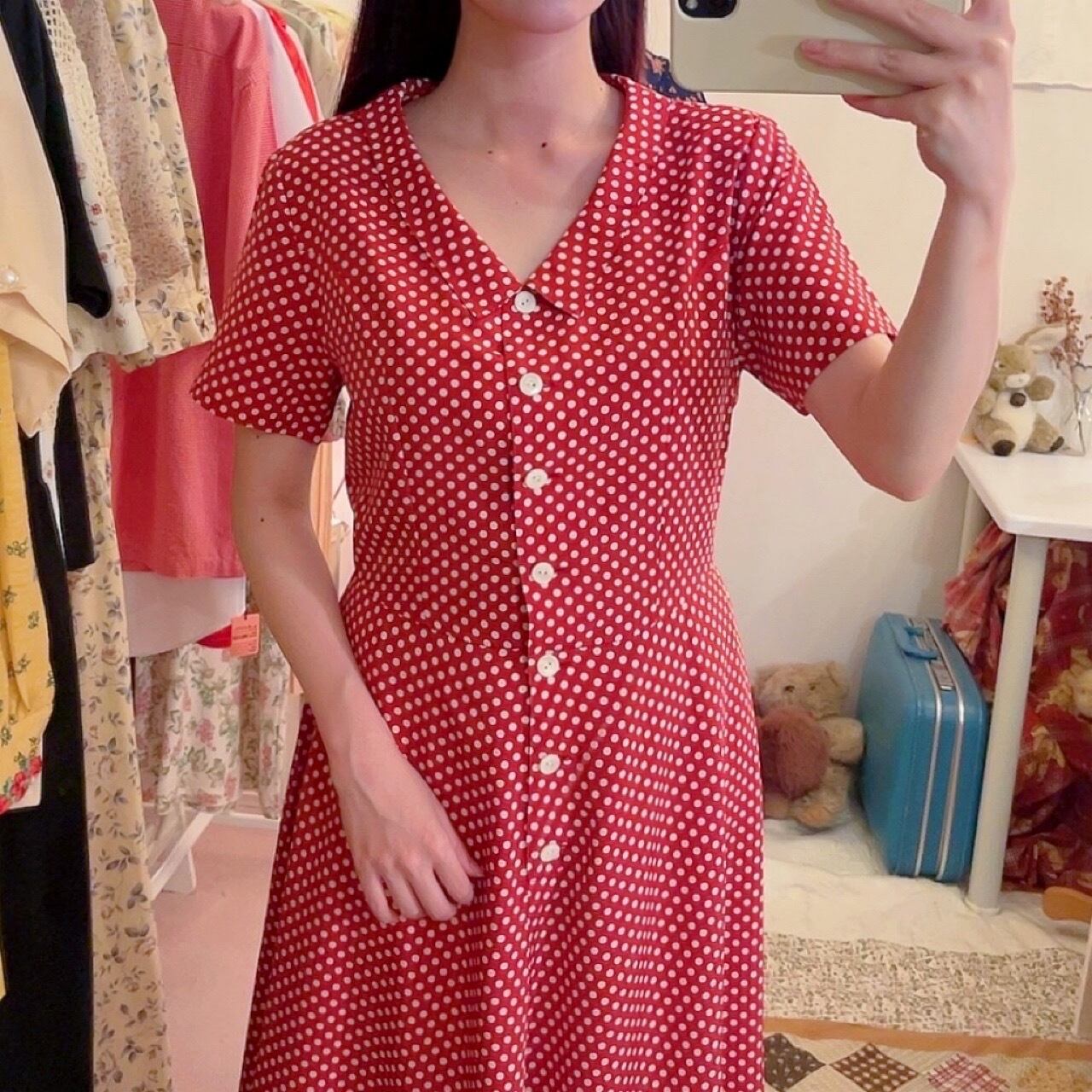 red dot front button one-piece