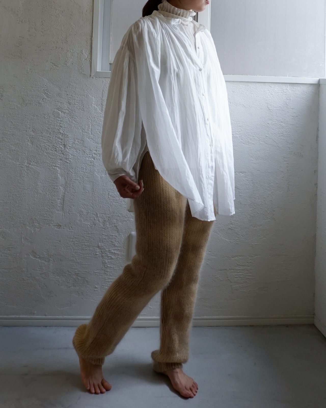 *【沖縄フクギ染め×シルクモヘヤニットパンツ】KNIT 199