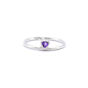 "Melty Heart series" thin ring with color stone - silver
