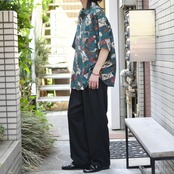 antique motif pattern silk shirt
