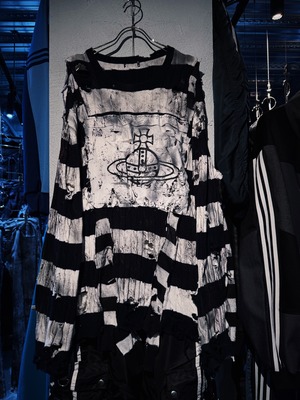 "vivid notes"Orb graphic design damage&docking knit