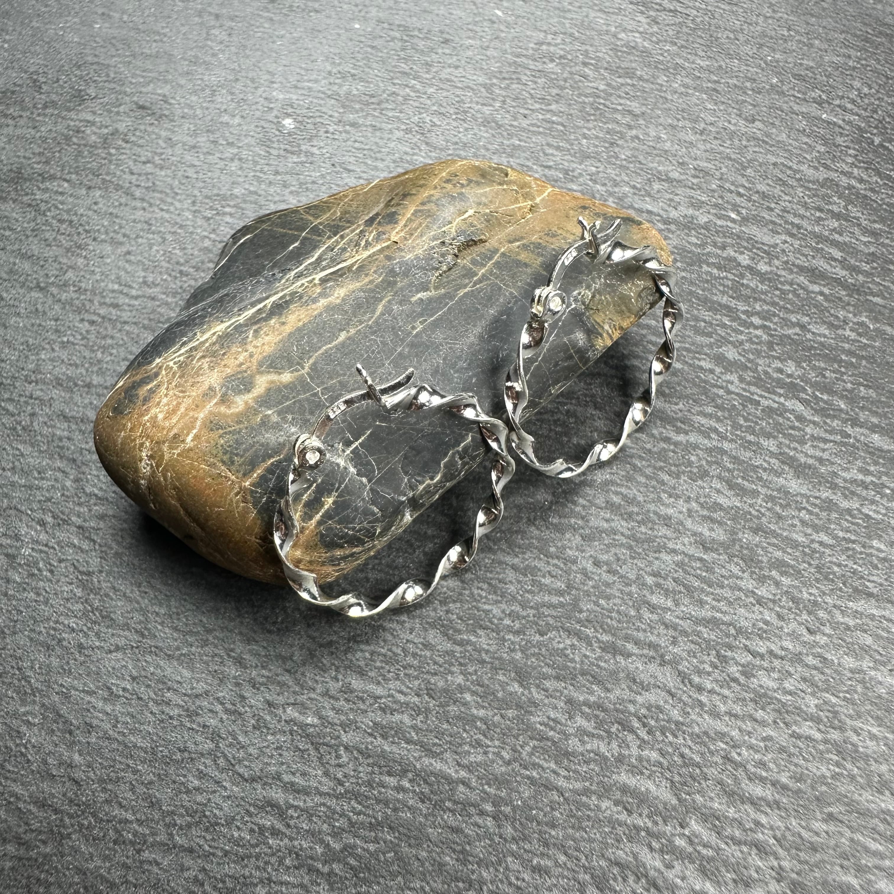 シルバー925 silver ビッグツイストフープピアス/軽研磨仕上げ