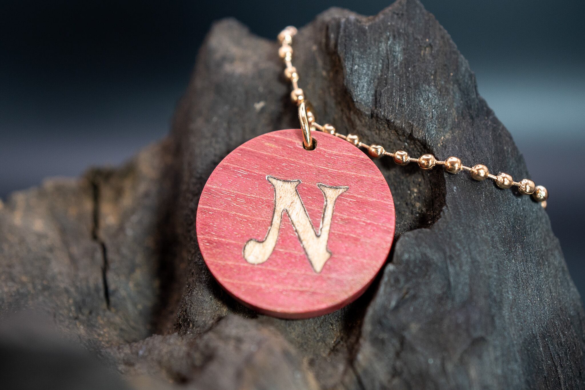 スタビライズドウッド メープル ラウンド タグ 象嵌 イニシャル