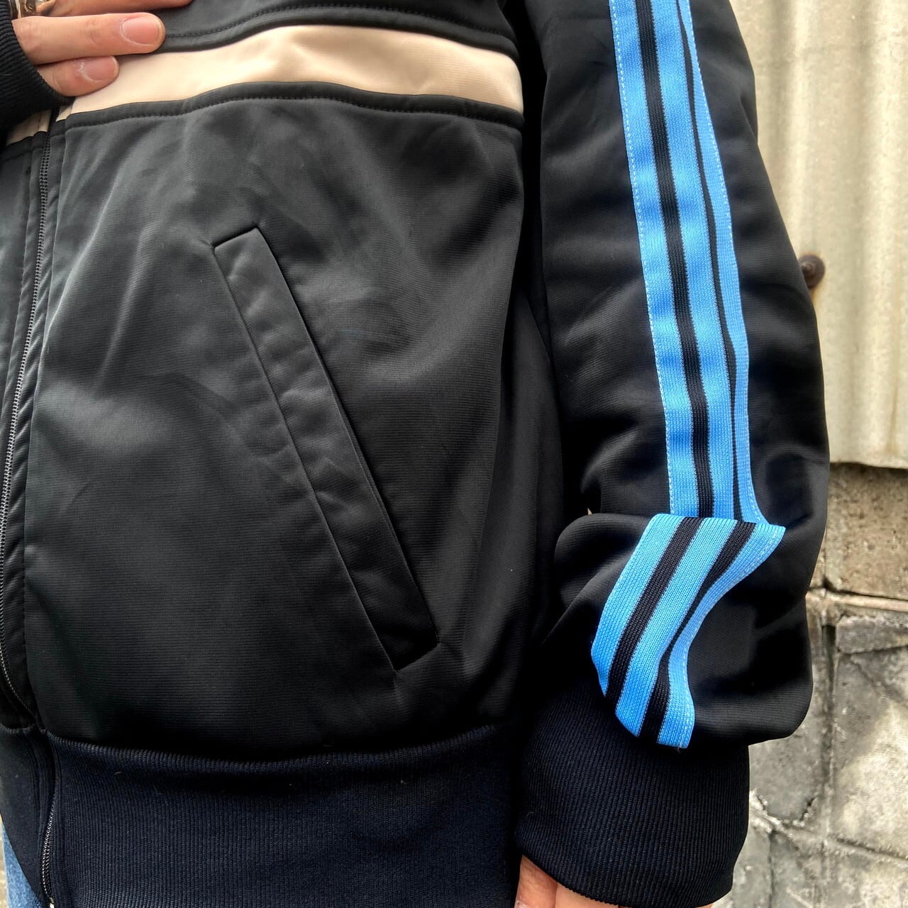 アディダス　adidas  レザージャケット　レザージャージ　ベージュ　80'S