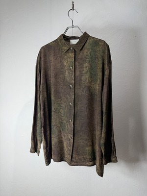 90’s Italy Made Arabesque Pattern Viscose Blend Shirt