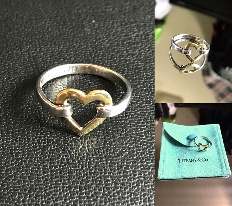 美品 国内正規 TIFFANY ティファニー ティファニー オープンハート K18 × SV925 ゴールド コンビ リング 750 925 指輪 11号