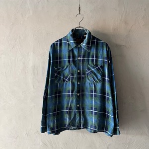 -KINGS ROAD- 70's print check flannel shirt