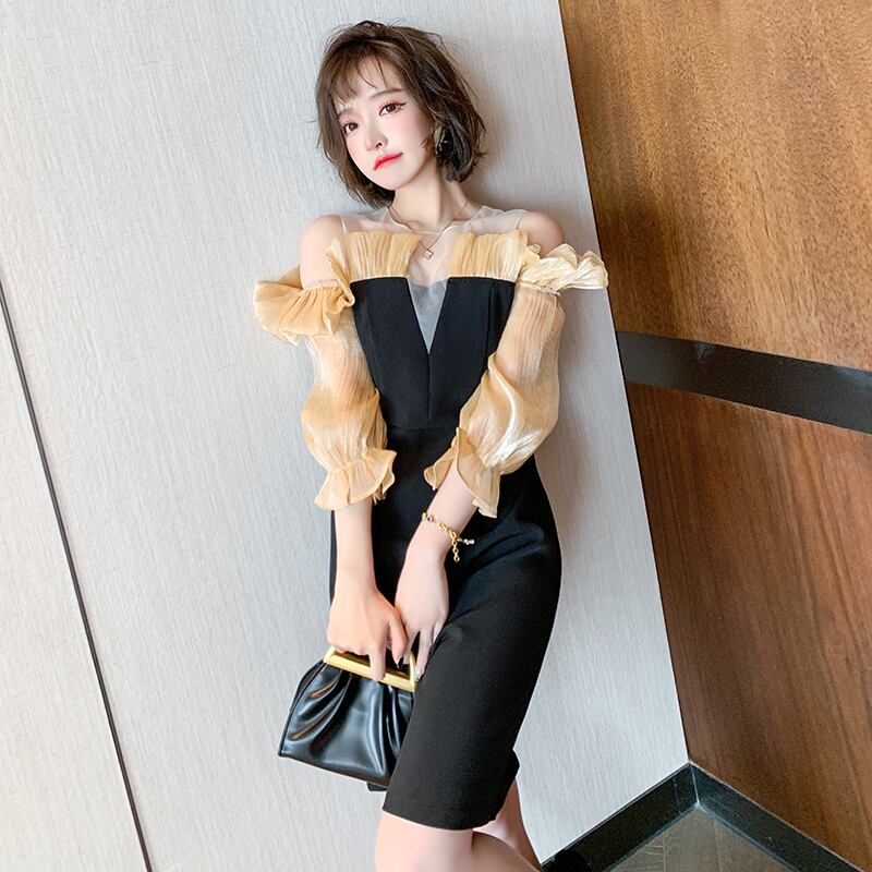 ストラップレススリムドレス スプリング レッド 春物 ステッチ MIUCO80544656353