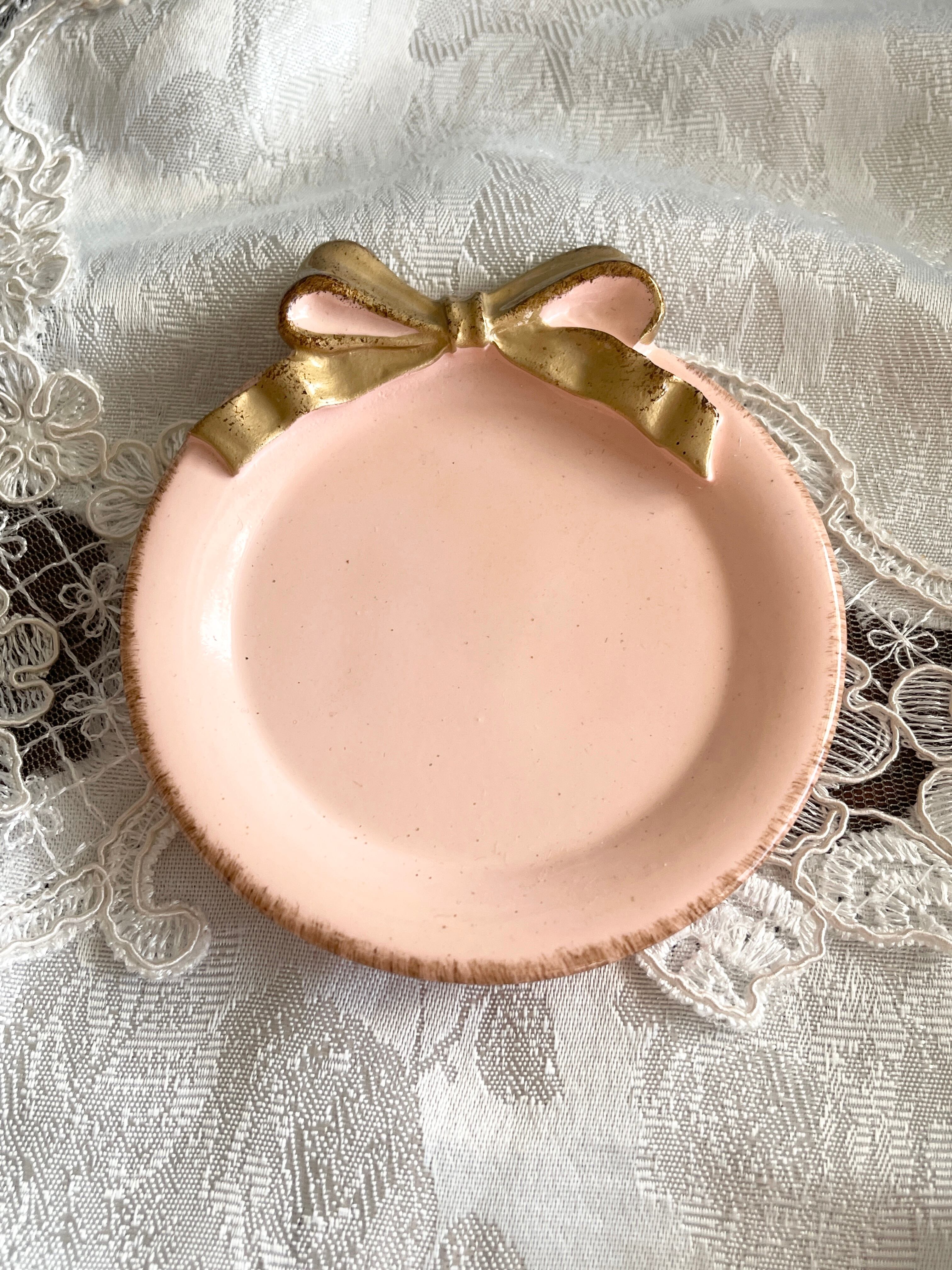 ◆10%OFF! ◆フレンチリボン◆ラウンド トレイ◆ミニトレイ◆ピンク◆