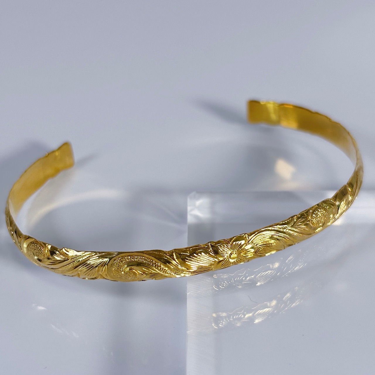 [Lsize]Plumeria Feather Bangle –Gold-