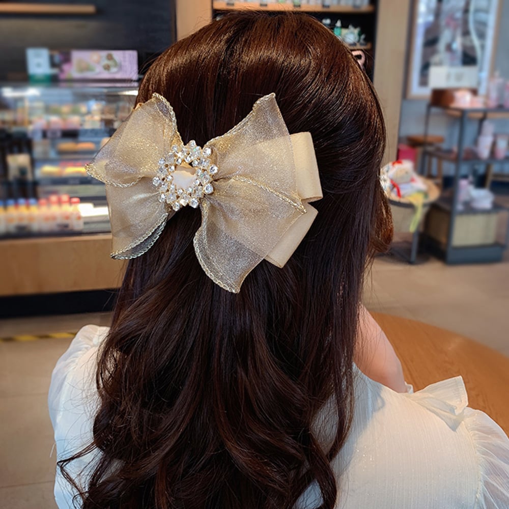 ビッグリボン ヘアクリップ リボンクリップ 光沢感 韓国風