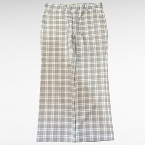 70s no-tuck polyester check design slacks pants