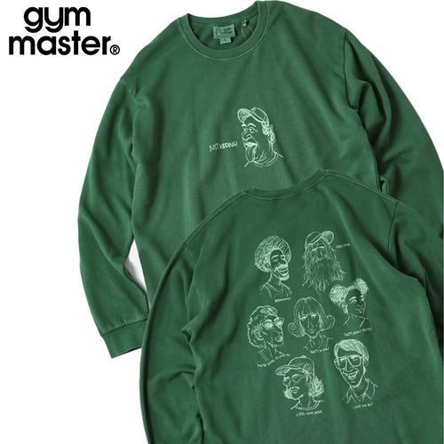 gym master ジムマスター 10oz ピグメントスウェット In My Heart ロンTEE 長袖Tシャツ メンズ レディース コットン100% LOVE&PEACE クルーネック トップス 833773 グリーン