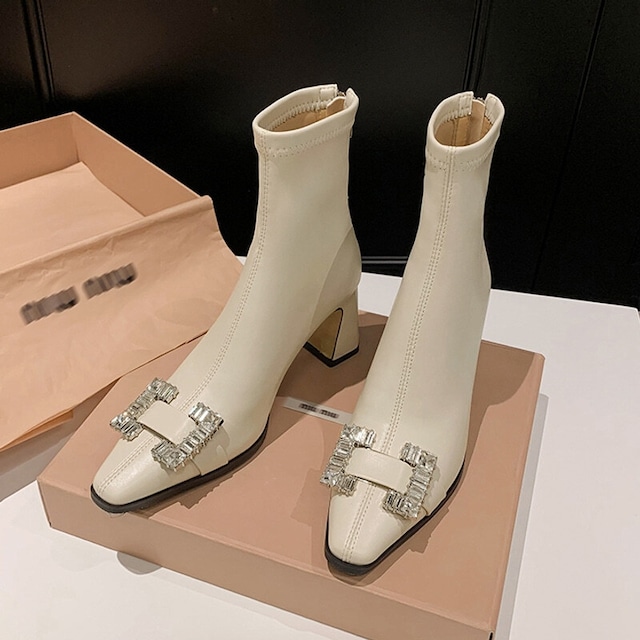 【34-42】Square buckle short boots　B3229