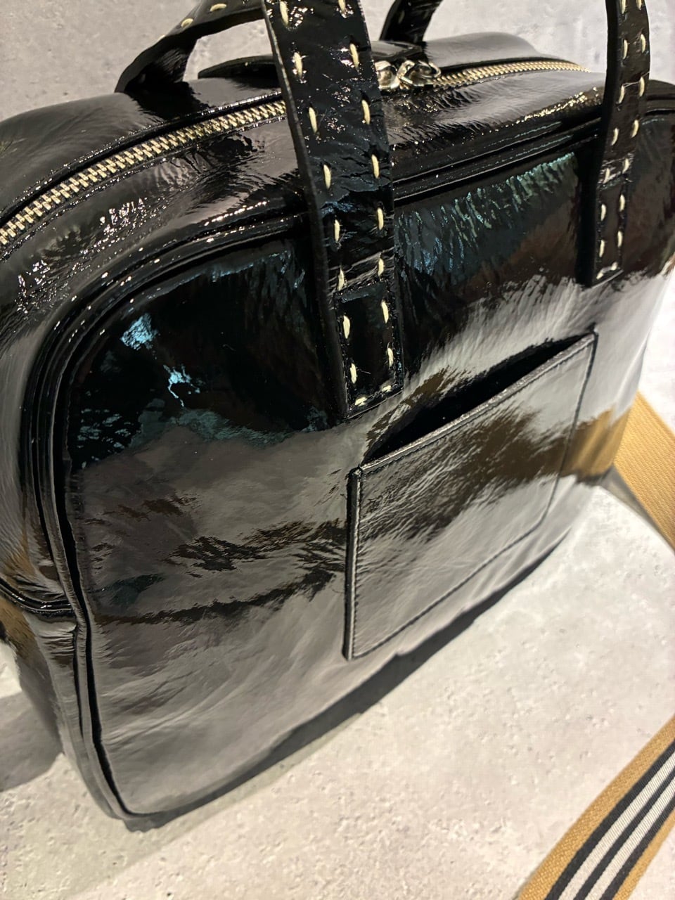 【雑誌掲載】DEUX MILLE ドゥミル エナメル 2ウェイ バッグ完売品 □DEUX MILLE/ドゥミル：エナメル2wayショルダー【ブラック】