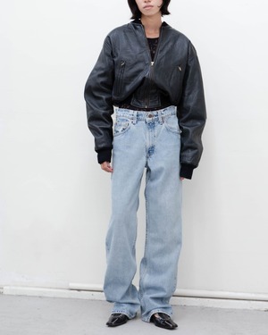 1990s cropped leather bomber jacket
