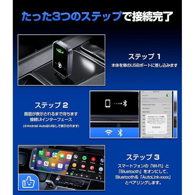 AIZEO【2025新型2in1モデル 】MINI CarPlay＆AndroidAuto ワイヤレス