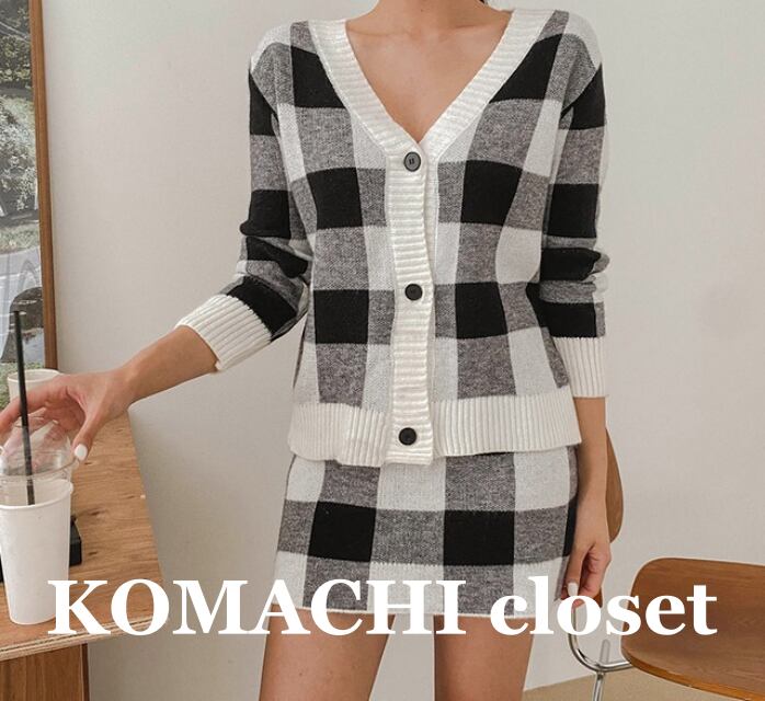 【送料無料】 ニットセットアップ ニットカーデ ミニスカート ブロックチェック 上下セット 2点セット ツーピース 韓国 レディース オルチャン ブラック 黒 ホワイト 白 カーディガン ミニ丈 長袖 スリム タイト 細身 ハイウエスト お得 かわいい 大人可愛い きれいめ シンプル カジュアル 大人 おしゃれ ラブリー キュート 抜け感 フェミニン アクティブ ベーシック ナチュラル 大人女子 春 秋 休日 イベント デート 美脚 脚長 トレンド 流行 インスタ映え フリーサイズ