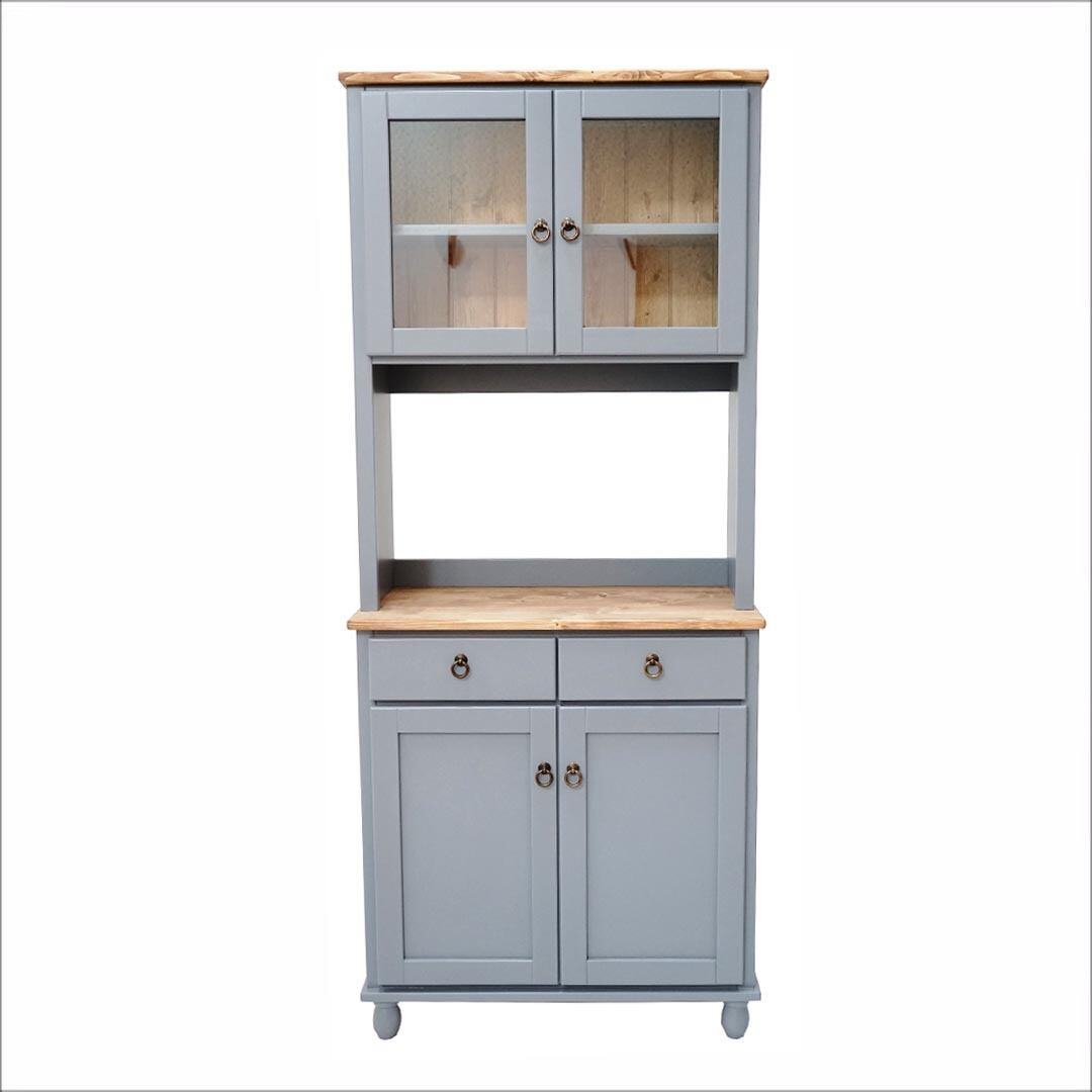 フレンチカントリー家具 食器棚 ブルーグレー カップボード 幅78