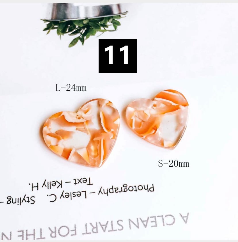 10個セット】アクリルパーツ アクセサリーパーツ プレート ハート