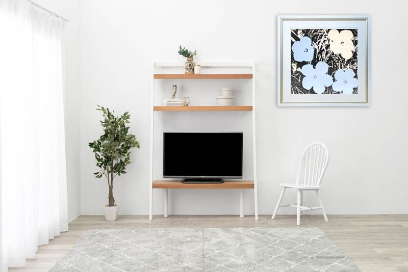 アンディ ウォーホル 絵画「フラワーズ,1965(ブルー アイボリー)」展示
