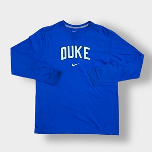 【NIKE】カレッジロゴ DUKE デューク大学 ロンT ロングTシャツ 長袖Tシャツ ロゴ プリント スウッシュ X-LARGE ビッグサイズ ブルー ナイキ US古着