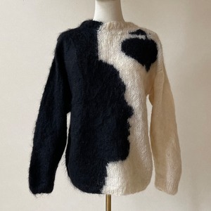 Mohair Hand knit Sweater L T38