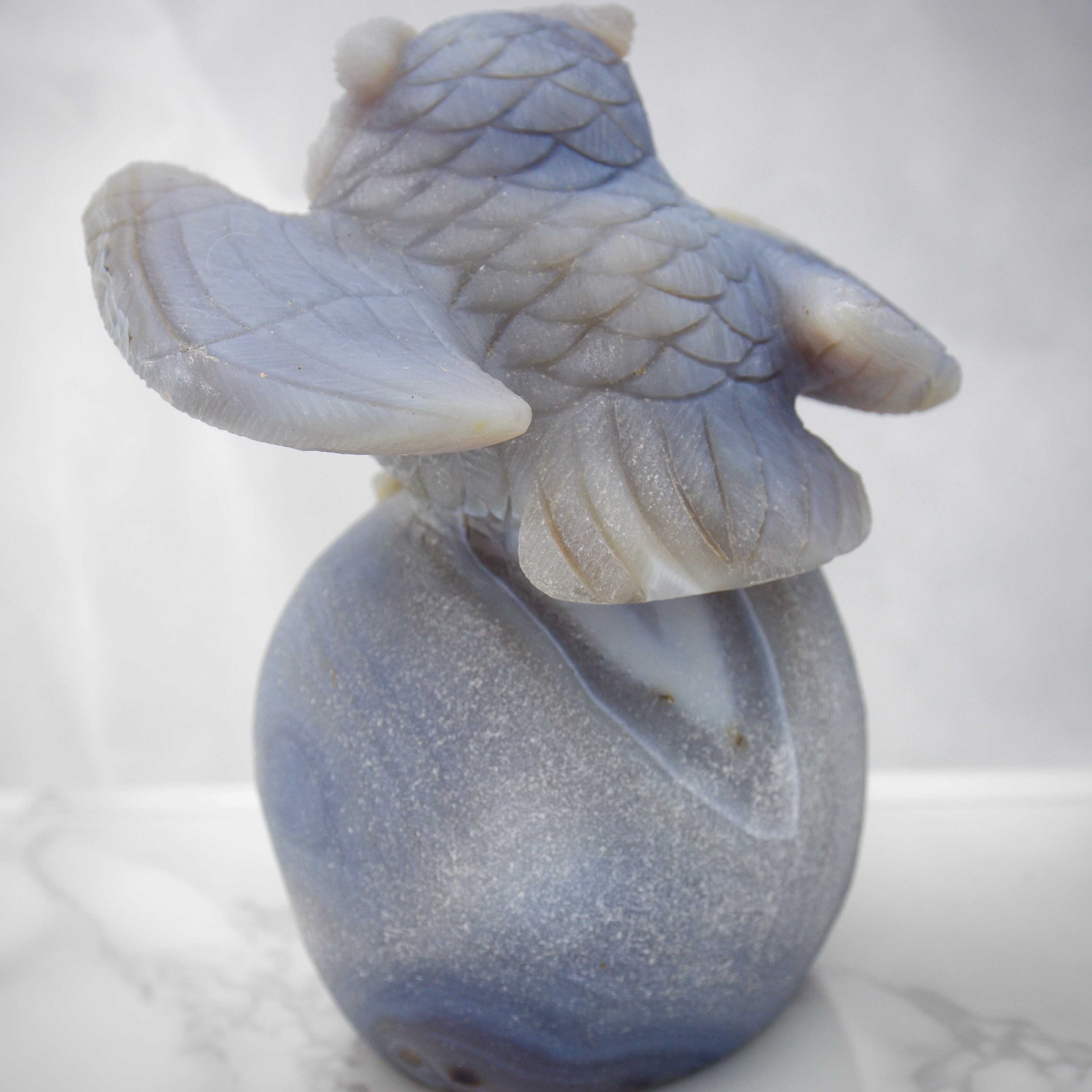 宝石彫刻】アゲート（ジオード）・フクロウ