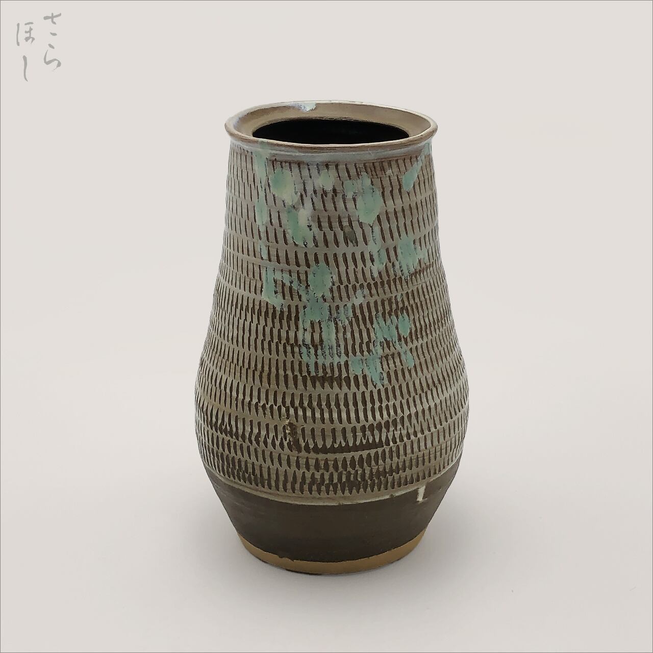 小鹿田焼 小袋窯 花瓶 飛びかんな/打ち掛け 白 高さ約22cm 陶器 茶道具 民藝 花瓶