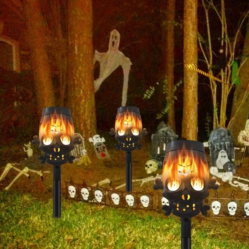 ガーデン ライト スカル 骸骨 ハロウィン インテリア ソーラー 充電